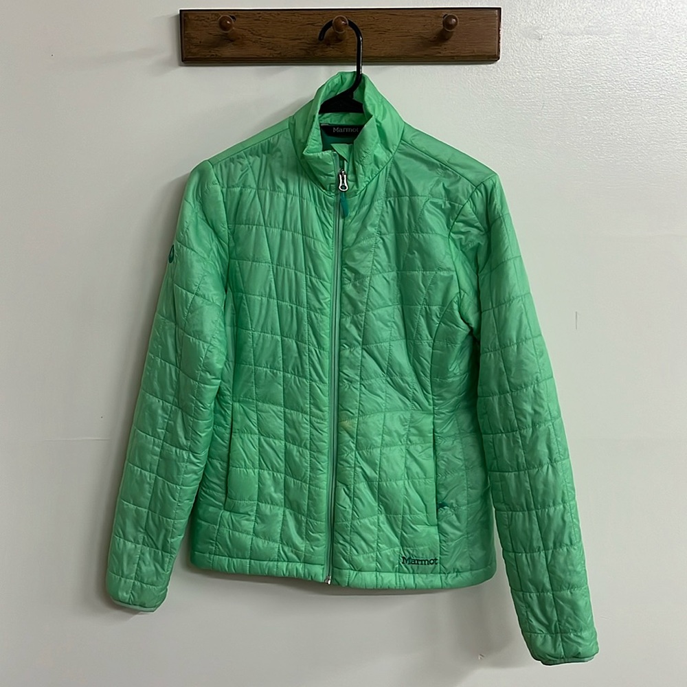 Marmot Lime Green and Blue Calen Insulated Women’s Jacket Small